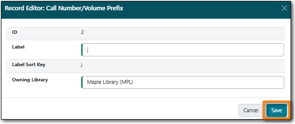 Create Call Number Suffix