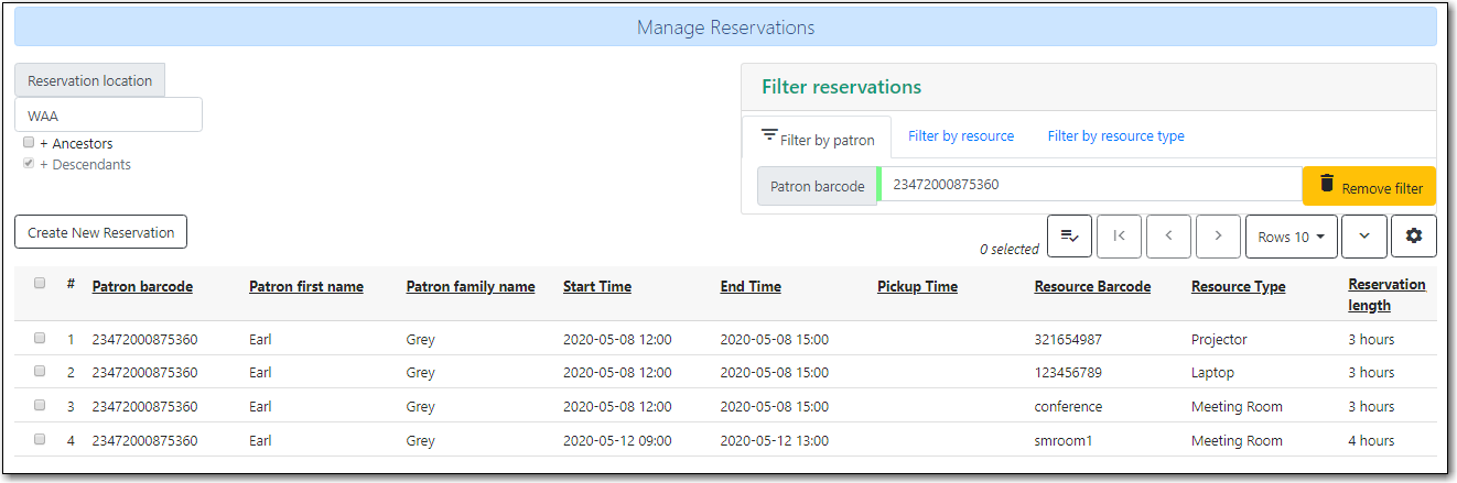 manage reservations